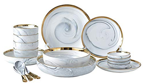 XCXDX Phnom Penh Marmor-Geschirr-Set, 12-teilig