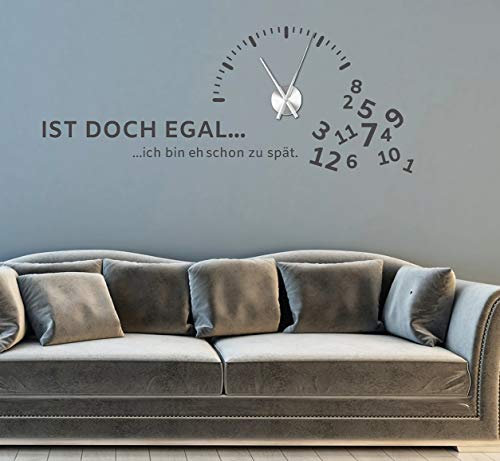tjapalo® gr-pkm270 Wandtattoo Wohnzimmer modern Wanduhr Wandtattoo Büro Wandsticker wandtatoo uhr spruch Wandtattoo Uhr mit Uhrwerk 120x47cm