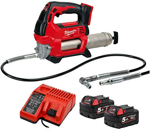 Milwaukee M18GG-0 18V M18 Cordless Grease Gun with 2 x 5.0Ah Batteries & Charger