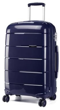 KONO Koffer Mittelgroß 4 Rollen Leicht Hartschalenkoffer Reisekoffer mit TSA Schloss und YKK Reißverlüsse, Polypropylen Rollkoffer Trolley für Business Reise Schule (Dunkelblau, L (65cm - 66L))