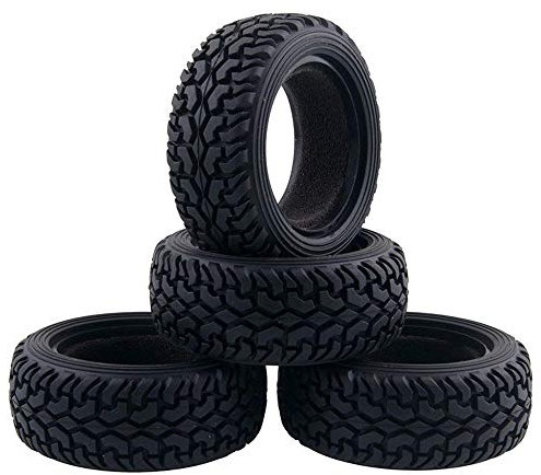 KEEDA 4 Stück RC Rallye-Autoreifen aus Gummi für 1:10 RC On Road Car Tamiya HSP HPI Kyosho 1/16 RC Rallye-Auto (schwarz)
