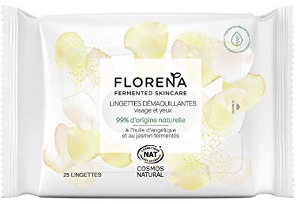 FLORENA Make-up-Entfernertücher für Gesicht und Augen (1 x 25 Stück), Make-up-Entferner, Formel 99% natürliche Inhaltsstoffe, Gesichtsreiniger für alle Hauttypen