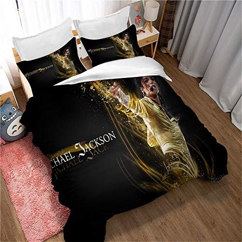 Michael Jackson Bettbezug Und 2 Passende Kissenbezüge, Baumwolle (135 x 200 cm,Stil 01)