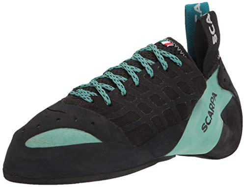 SCARPA Women's Instinct Lace Rock Climbing Shoes for Sport Climbing and Bouldering - Low-Volume, Women's Specific Fit - Black/Aqua - 7-7.5 Women