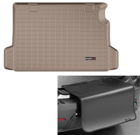 Weathertech Passgenaue Kofferraummatte mit Ladekantenschutz kompatibel mit BMW X3 G01 Plug-in Hybrid 2019-23 | Beige
