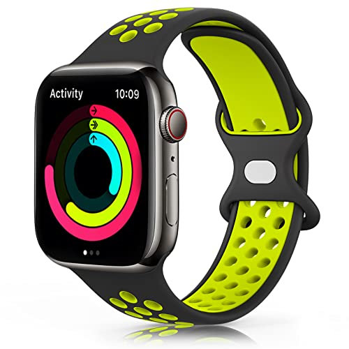 TOOB Cinturino Compatibile per Apple Watch Cinturino 44mm 40mm 45mm 38mm 42mm 41mm, Cinturini Sportiva in Silicone Morbido e Traspirante per iWatch/Apple Watch Series 7 6 5 4 3 2 1 SE