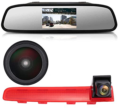 1280 x 720Pixel Auto Top Mount Brake Bremsleuchte Kamera Bremslicht Rückfahrkamera Replacement for VW T5 Multivan T6 Caravelle Heckklappe Hochdach Transporter Business MPV SUV+4.3 Reverse Screen