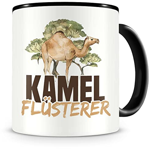 Samunshi® Kamel Tasse mit Spruch Kamel Flüsterer Geschenk für Fans Kaffeebecher Kaffeetasse Lustige Tassen zum Geburtstag schwarz Keramik 300ml