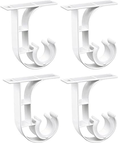 TOKPLNU Support de Tringle à Rideau de Plafond en Alliage d'Aluminium - Blanc Très Résistant Avec Boucle en Plastique