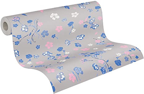 A.S. Création House of Turnowsky 389074 Wallpaper Floral Grey Blue Non-Woven Wallpaper 10.05 m x 0.53 m Made in Germany
