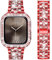 DEALELE Bracelet compatible avec iWatch 40 mm 44 mm, bracelet en métal avec strass brillants avec coque de protection de rechange pour Apple Watch Series 6/5/4/SE pour homme et femme, rouge, 40 mm