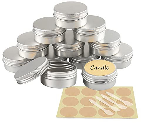 YANCAER 24 Stück 50ml - D57mm x H28mm Silber Aluminium Leer Döschen mit Schraubdeckel Runde Reise Blechdose Cremedose Tiegel Aludose für DIY Kerze, Creme, Kosmetik