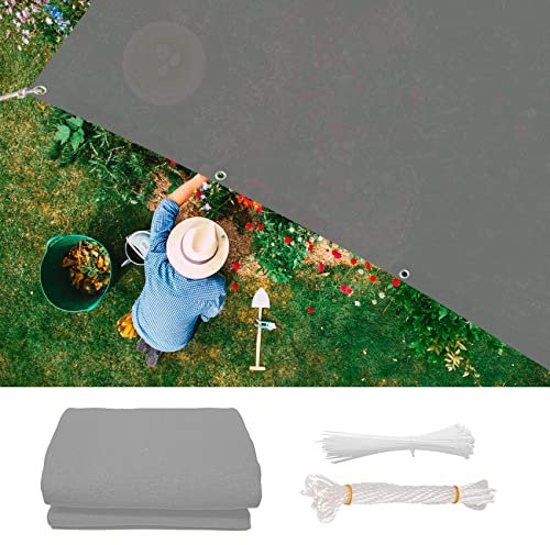 Sichtschutz Garten 3.2 x 6.5 m Windschutz und Sonnenschutz Beschattung Windschutznetz 1 × 5 m Seile für Balkon Garten Terrasse, Grau