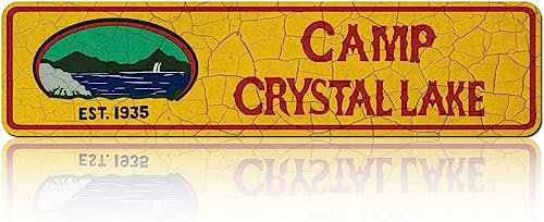 Camp Crystal Lake Schild Neuheit Camp Kristall See Dekor Camp Kristall See Straße Schild Wandkunst Dekor für Zuhause Bauernhaus Bar Cafe Man Cave 40,6 x 10,2 cm
