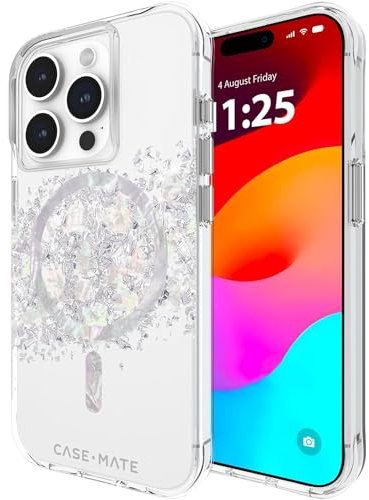 Case-Mate iPhone 15 Pro Hülle - Touch of Pearl [12FT Fallschutz] [Kompatibel mit MagSafe] Magnetische Hülle mit niedlichem Bling Glitzer für iPhone 15 Pro 6.1, Kratzfest, Stoßfest, Schlank Fit