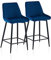 TUKAILAI Barhocker 2er Set 65cm, Barstühle Samt, Küchenhocker mit Rückenlehne Gepolstertem Sitz Metallbeinen Fußstütze, Tresenhocker Bistrohocker für Küche Bars Esszimmer Restaurants, Blau