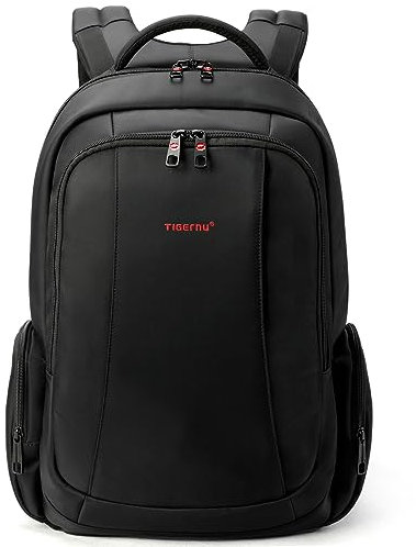 Tigernu T-B3143 15.6 Laptop Backpack – Water-Resistant Anti-Theft Rucksack with Lock & Padded Sleeve – Travel, Work, Uni (Black) With FREE Lock
