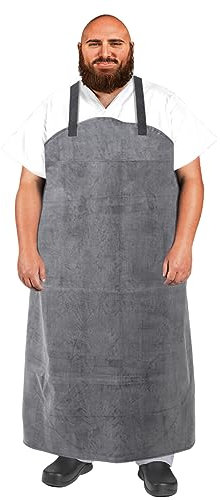 Urby Delantal de soldadura de cuero de talla grande y alto para hombre, resistente al fuego, Overol para soldador, unisex XL XXL o Plus, W36+, Gris, X-Large