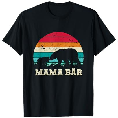 Retro Mutter Mama Bär Baby Sohn Tochter Beste Mama Muttertag T-Shirt