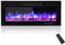 MachenFlame Chimenea eléctrica empotrada con Pantalla táctil de Cristal de Alta definición, Llama LED de 9 Colores, calefacción eléctrica Individual y Mando a Distancia, Negra, 102cm.