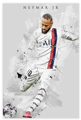 GeDiz Superstar Athlete Neymar Jr Fußball Sport Poster (6) Leinwand Poster Wandkunst Dekor Druck Bild Gemälde für Wohnzimmer Schlafzimmer Dekoration ungerahmt 20 x 30 cm