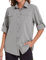 Tuopuda Blusa Donna Anti UV UPF50+ Maglia Top Protezione Solare T-Shirt Abbigliamento Asciugatura Rapida Copricostume Mare Scollo a V Shirt per Trekking Vacanza, Grigio, M