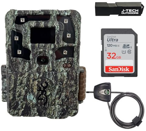Generic Browning Strike Force Pro X 1080 Trail Game Camera Bundle Includes 32GB Memory Card and J-TECH Card Reader and and Python Cable Lock (24MP) | BTC5PX1080, Camo