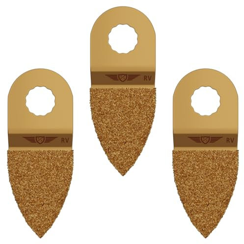 3 x 35mm TopsTools RVCRMT_3 Carbide 13mm HEX Fitting Triangle Finger Rasp Blades Compatible with Draper MT250A 23038, MT250 31328, Wickes 235510, Renovator Multitool Multi Tool Accessories