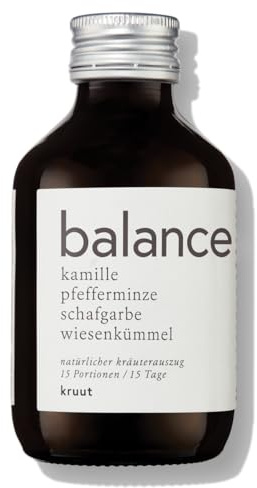 Kruut – Balance Kräuterauszug bio 150ml – Elixier für nach dem Essen aus Wildkräutern Kamille, Schafgarbe, Pfefferminze, Wiesenkümmel – Oxymel Extrakt Sirup Kur