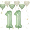 VUCDXOP Avocado Grün Luftballon 11, XXL Riesige Geburtstag Ballon 11, 40 - 111cm Ballon Zahl Deko Folienballon Zahlen 1, Geburtstagsdeko Jubiläum Party Deko, Fliegt mit Helium (Nummer 11)