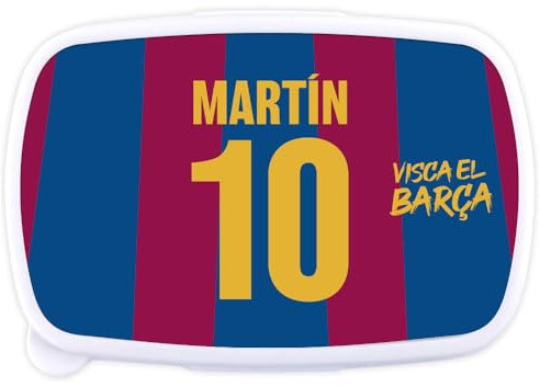 Fiambrera Merienda Sandwichera Futbol Personalizada Nombre y Número Regalo Niños (BARCELONA)