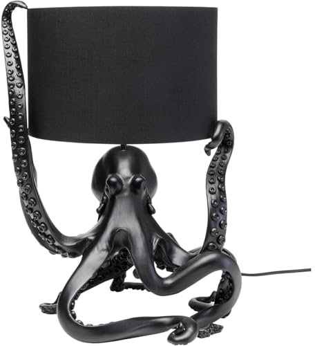 Kare Design Tischlampe Octopus Schwarz, 47cm Höhe, Kunsthartz, Kunstfaser, Tierdesign, Moderne Tischleuchte, Wohnzimmer, Schlafzimmer, keine Leuchtmittel inklusive, 47x36,5x32,5 cm (HxBxT)