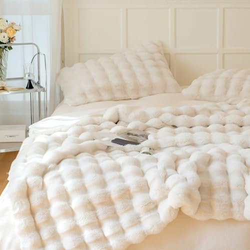 YeyeCyrilze 100 * 160cm Bubble Decke Fellimitat Decke Kuscheldecke Flauschig Flauschige Decke Fluffy Blanket Bubble Decke FüR Bett Sofa Kuscheldecke Casual Decke