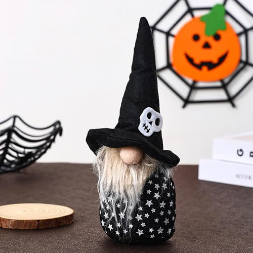 ACAREY Halloween Deko Wichtel, Halloween Wichtel, Halloween Dekoration Kürbis Wichtel, Herbstdeko Wichtel Figuren Plüsch Für Erntedankfest Halloween Weihnachten Party Fensterdeko (Schwarz)