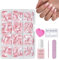 DMQ Almond False Nails: 240Pcs Medium, Oval Pink Gradient, Glossy Full Cover, 12 Sizes, Art Nails for Women Girls