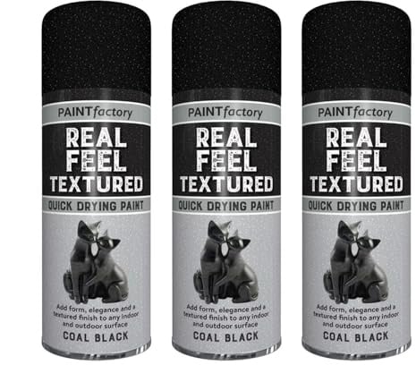 DIOXSTAR Real Feel Textured Quick Drying Spray Paint, Add Elegance & Textured Finish to Any Indoor/Outdoor Surface, Fast Drying, Easy to Use, Coal Black, 400ml (3 PCS)