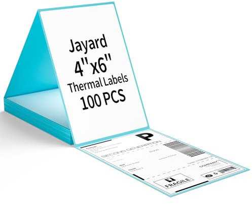 Thermodirekt-Etiketten, 10,2 x 15,2 cm, Fächerfalt-Versandverpackungsetiketten, kompatibel mit den meisten Thermodruckern, Blau (100 Etiketten/Stapel)