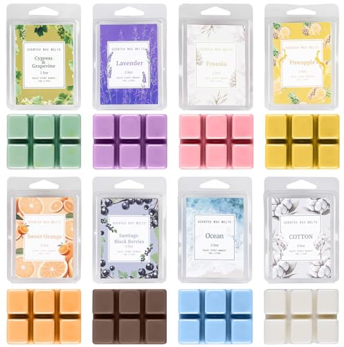 Herbst Duftwachs für Duftlampe, 8 Düfte Sojawachs Raumduft Duftkerze, Natürliches Wax Melts Sojawachs Schmilzt Duftwachswürfel für Raumdüfte, Damen Düfte Geschenk Set für Halloween Weihnachten