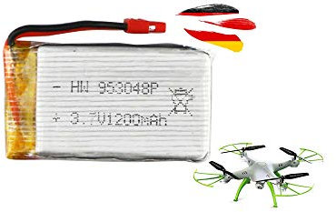 3.7V 1200-mAh 1S Li-Po Akku Syma HC Stecker u. MX2.0 2P Molex Adapter, Lithium-Polymer Batterie, Kompatibel mit X5HC X5HW X5SW X5SC-1, RC Quadcopter, Drohne, Auto, Hubschrauber, Spielzeug, Beleuchtung