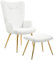 HOMCOM Ohrensessel mit Hocker, Sessel mit Sherpa-Bezug, Hohe Rückenlehne, Loungesessel mit Armlehne, Stahlbeine für Wohnzimmer, Schlafzimmer, Weiß