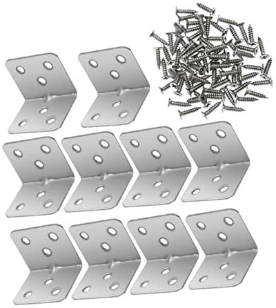 Hohopeti 12St Eckcode aus Edelstahl Eckstrebe Platte Flickplattenverbinder rechtwinklige Klammer -Eckhalterungen Ecke Winkelgelenkwinkel schwere Eckhalterung Rostfreier Stahl Silver