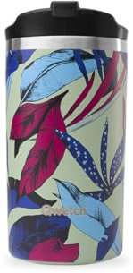 QWETCH -Travel Mug 350ml Bahia - Termo Café & Té en Acero Inoxidable - 6h Caliente & 12h Frío - Sin BPA, Hermética, Taza Térmica de Viaje Compacto
