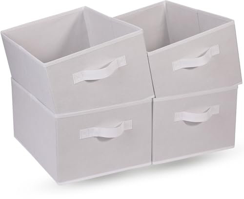 OVAKIA Faltbar Aufbewahrungsboxen Stoff, Schubladen Organizer Ordnungssystem Kleiderschrank für Garderobe Kleidung Unterwäsche usw, 4 Stück (Weiß)
