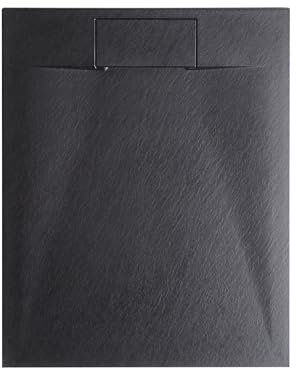 Receveur de Douche Minimaliste 80 x 120 x 3 cm Écoulement SMC Effet Pierre Naturelle Noir Azzuro