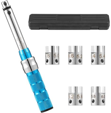 Geofray Spoke Torque Wrench 2-10 NM Motorcycle Spoke Wrench Set Steel Torque Wheel Spoke Spanner with Storage Box, 5.0-6.8mm