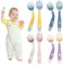GGUFAY 8pcs Cuchara y Tenedor para Bebé con Mango Flexible, Cucharas y Tenedores para Bebés de Silicona,para Entrenamiento de Alimentación Infantil(Verde+Rosa+Amarillo+Morado)