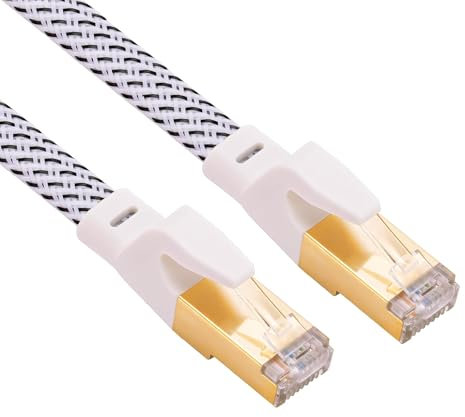 AUNEK Cat 8 Ethernet Cable, 2000MHz Flat Braided Internet Cable High-Speed 40Gbps, RJ45 LAN Cables Patch Cord, CAT 8 LAN Cable Compatible with PC Laptop PS5, Xbox, Modem, Router, Switch