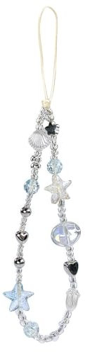 BelleVive Perlen-Kamera-Handgelenkband, süßer Digitalkamera-Charm, Lanyard, Handy-Charms, Gurt, Perlen-Kamerakette für Handytasche, Schlüsselanhänger, Anti-Verlust-Handschlaufe, Blau