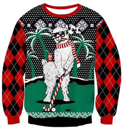 Goodstoworld Unisex Ugly Christmas Sweater Herren Weihnachtspullover Neuheit Dinosaurier Faultier Katze Strickmuster Damen Weihnachten Strickpullover S-XXL