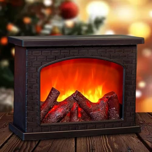 Camino elettrico a LED senza riscaldamento con effetto fiamma, funzionamento USB/batteria, funzionamento touch, camino da tavolo per la casa (28,5 x 12,5 x 22 cm), decorativo e romantico